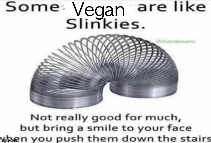 Just the annoying one tho | Vegan | image tagged in some _ are like slinkies | made w/ Imgflip meme maker
