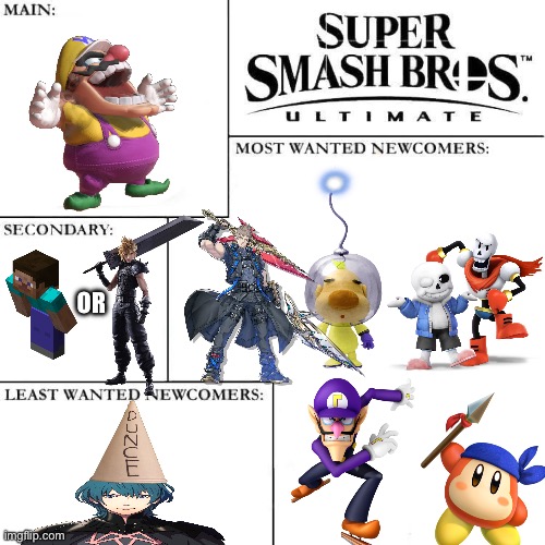 Kid Rex is okay to but WAAAAA | OR | image tagged in smash bros wanted | made w/ Imgflip meme maker
