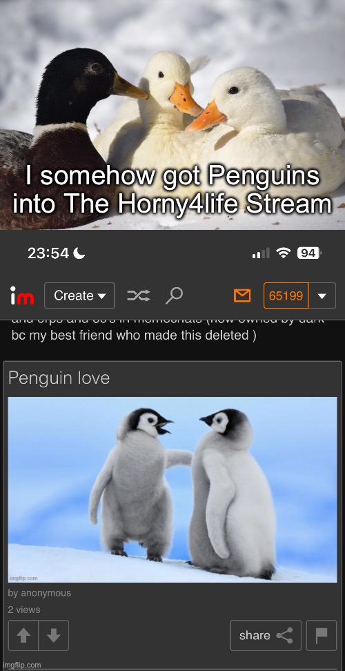 This will be so funny. | I somehow got Penguins into The Horny4life Stream | image tagged in dunkin ducks | made w/ Imgflip meme maker