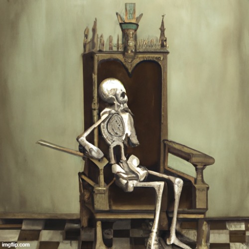 skeleton sitting on a throne | image tagged in skeleton sitting on a throne | made w/ Imgflip meme maker