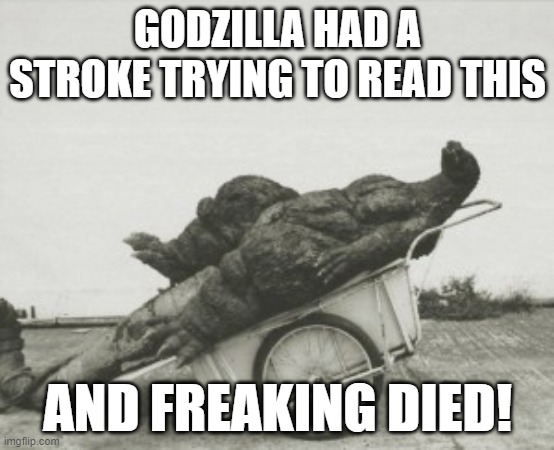 GODZILLA HAD A STROKE TRYING TO READ THIS; AND FREAKING DIED! | made w/ Imgflip meme maker