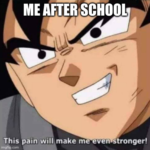 This pain will make me even stronger | ME AFTER SCHOOL | image tagged in this pain will make me even stronger | made w/ Imgflip meme maker