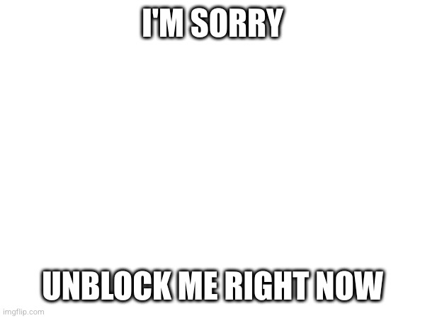 I'M SORRY; UNBLOCK ME RIGHT NOW | made w/ Imgflip meme maker