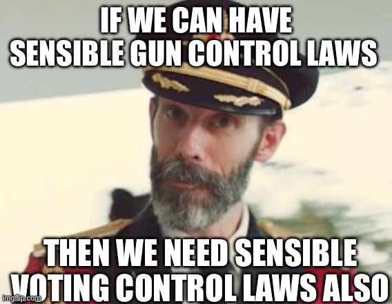 Infringe on one allows for infringing on all | IF WE CAN HAVE SENSIBLE GUN CONTROL LAWS; THEN WE NEED SENSIBLE VOTING CONTROL LAWS ALSO | image tagged in captain obvious,libtards | made w/ Imgflip meme maker