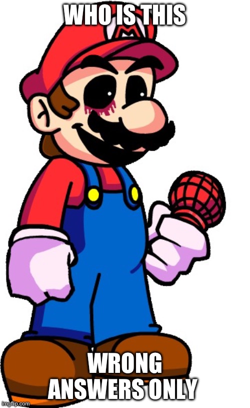 Mario.exe | WHO IS THIS; WRONG ANSWERS ONLY | image tagged in mario exe | made w/ Imgflip meme maker