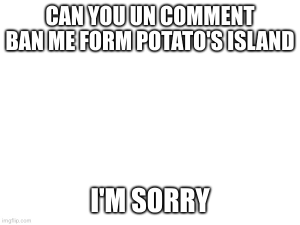 CAN YOU UN COMMENT BAN ME FORM POTATO'S ISLAND; I'M SORRY | made w/ Imgflip meme maker