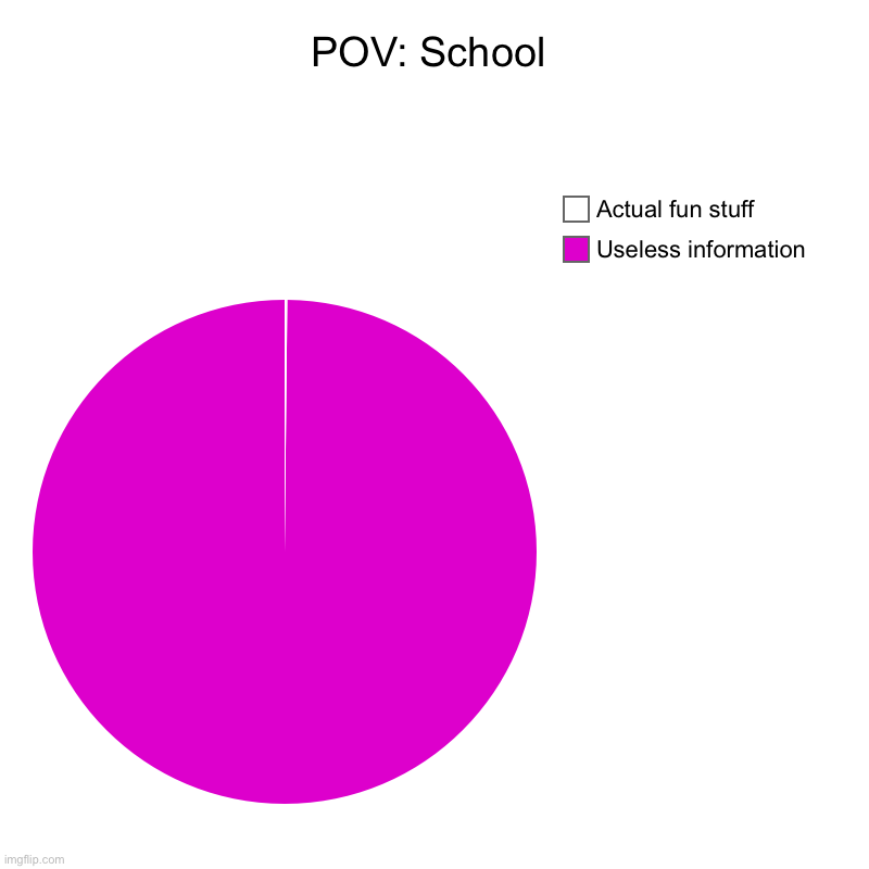 POV: School | POV: School | Useless information, Actual fun stuff | image tagged in charts,pie charts | made w/ Imgflip chart maker