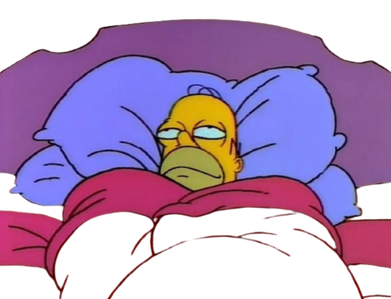 High Quality Homer Snuggled in Bed Transparent Background Blank Meme Template