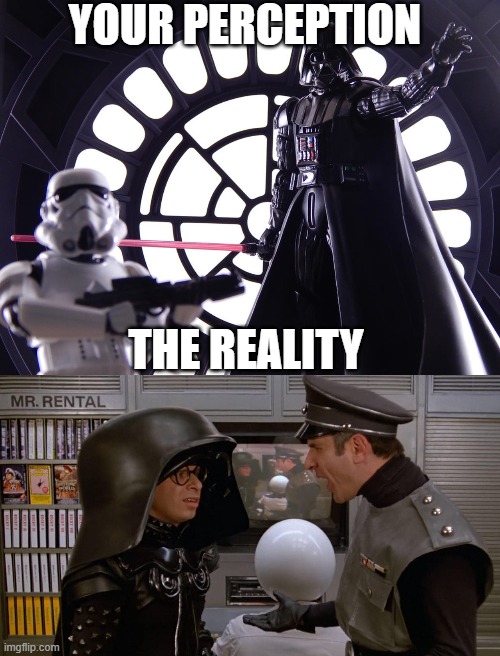 perception and reality | YOUR PERCEPTION; THE REALITY | image tagged in bad boss | made w/ Imgflip meme maker