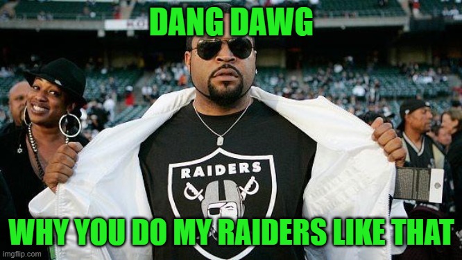 Raiders Cube | DANG DAWG; WHY YOU DO MY RAIDERS LIKE THAT | image tagged in raiders cube | made w/ Imgflip meme maker