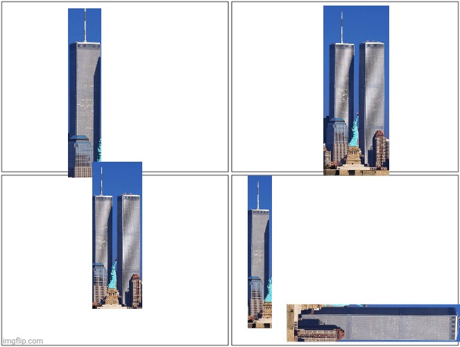 Loss tower edition (posting it here because it got unfeatured on dark_humor) | image tagged in memes,blank comic panel 2x2,loss | made w/ Imgflip meme maker