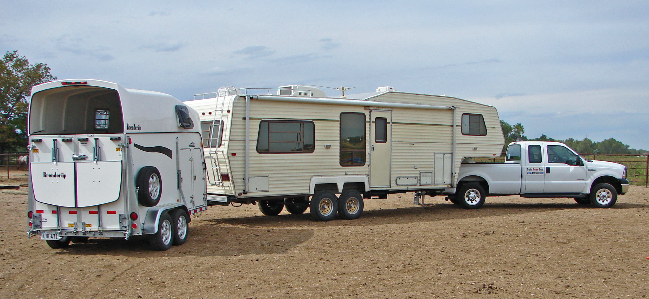 Truck towing an RV towing a horse trailer Blank Meme Template