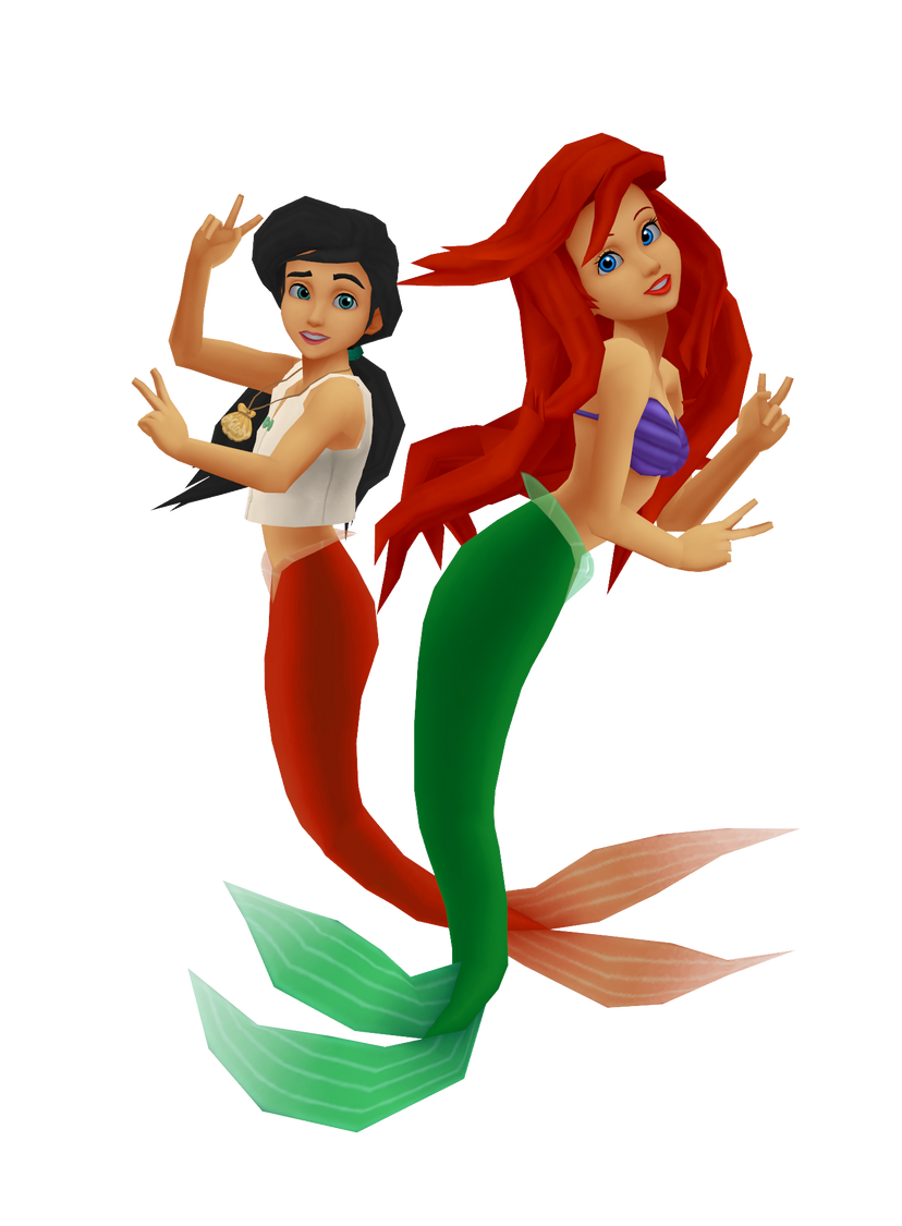 High Quality ariel and melody kingdom hearts Blank Meme Template