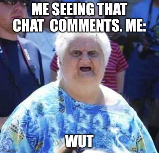 wut | ME SEEING THAT CHAT  COMMENTS. ME: WUT | image tagged in wut | made w/ Imgflip meme maker