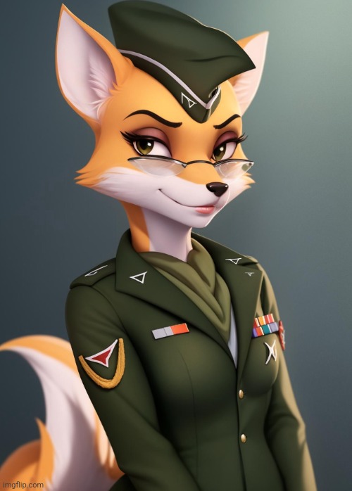 Just The cutest fox ever. Officer yeou/Lt fox vixen from Squirrel and hedgehog. That's all! | image tagged in cute,wholesome,military,north korea,anti furry,furry | made w/ Imgflip meme maker