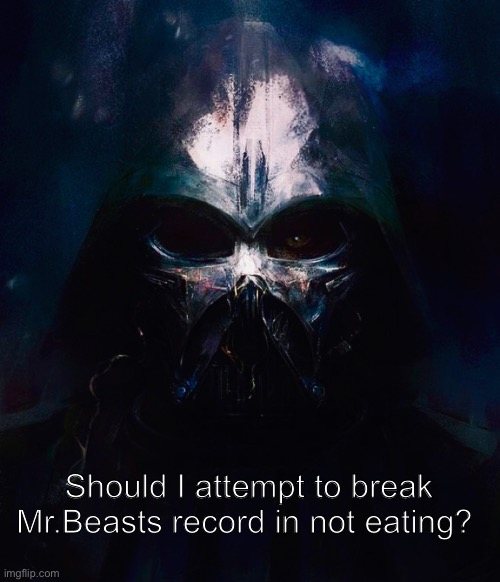 DarthSwede pfp | Should I attempt to break Mr.Beasts record in not eating? | image tagged in darthswede pfp | made w/ Imgflip meme maker