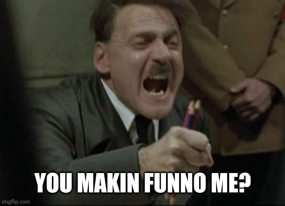 Hitler Downfall | YOU MAKIN FUNNO ME? | image tagged in hitler downfall | made w/ Imgflip meme maker