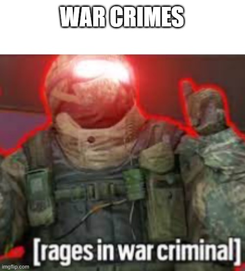[rages in war criminal] | WAR CRIMES | image tagged in rages in war criminal | made w/ Imgflip meme maker