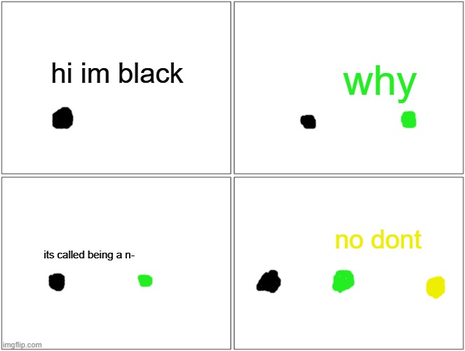 dont get me canceled | hi im black; why; no dont; its called being a n- | image tagged in memes,blank comic panel 2x2 | made w/ Imgflip meme maker
