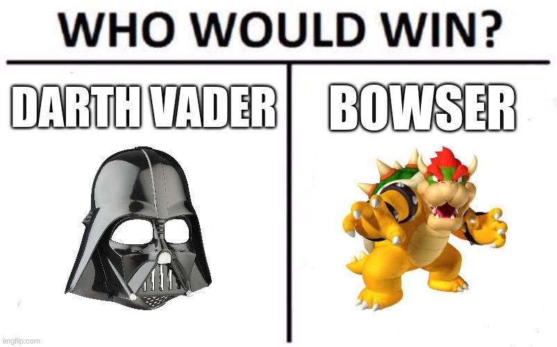 Who Would Win? Meme | DARTH VADER; BOWSER | image tagged in memes,who would win | made w/ Imgflip meme maker