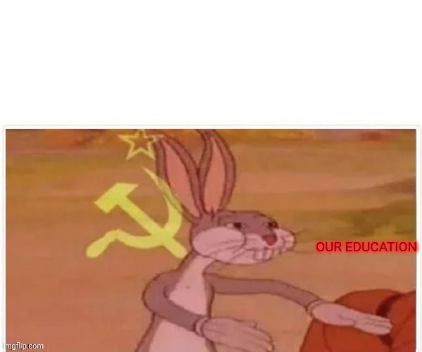 communist bugs bunny | OUR EDUCATION | image tagged in communist bugs bunny | made w/ Imgflip meme maker