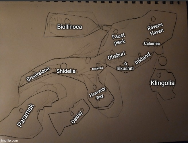 A map of Inkupan (the capital continent of Earth (1nk) and the capital of the Inkverse) | made w/ Imgflip meme maker