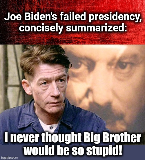 Put it straight into the history books | Joe Biden's failed presidency,
concisely summarized: | image tagged in memes,joe biden,1984,big brother,democrats,incompetence | made w/ Imgflip meme maker