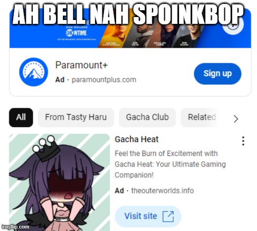 scared for my life | AH BELL NAH SPOINKBOP | made w/ Imgflip meme maker