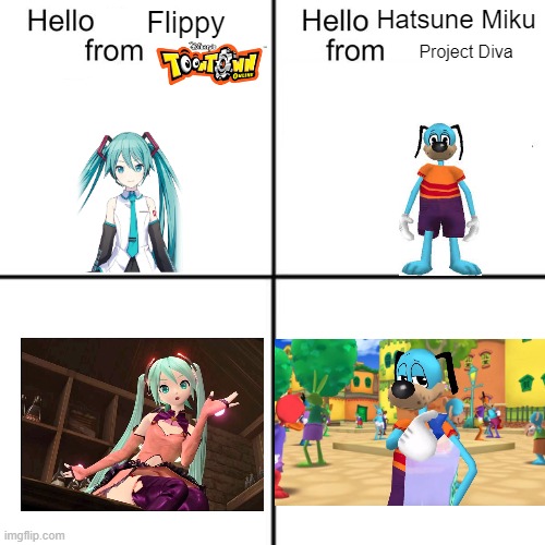 hello person from | Hatsune Miku; Flippy; Project Diva | image tagged in hello person from | made w/ Imgflip meme maker