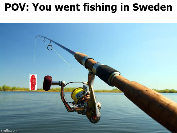 Rare footage of someone making swedish fish | POV: You went fishing in Sweden | image tagged in memes,funny | made w/ Imgflip meme maker