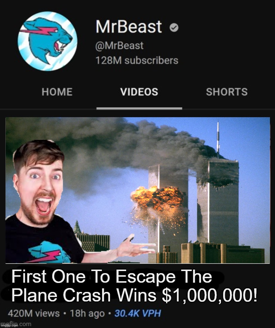 MrBeast thumbnail template | First One To Escape The Plane Crash Wins $1,000,000! | image tagged in mrbeast thumbnail template | made w/ Imgflip meme maker
