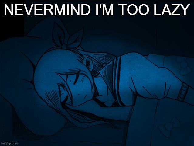 auby sleep | NEVERMIND I'M TOO LAZY | image tagged in auby sleep | made w/ Imgflip meme maker