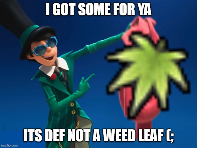 The THNEED | I GOT SOME FOR YA ITS DEF NOT A WEED LEAF (; | image tagged in the thneed | made w/ Imgflip meme maker