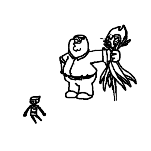 Peter Griffin and Troupe Master Grimm with their child Blank Meme Template