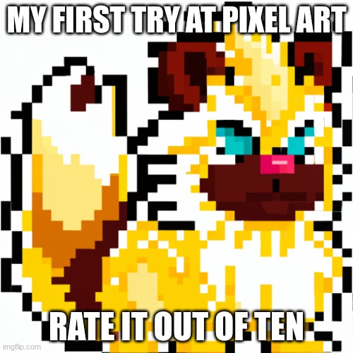 pixel art | MY FIRST TRY AT PIXEL ART; RATE IT OUT OF TEN | image tagged in pixel | made w/ Imgflip meme maker