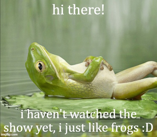 FROG GOOD NIGHT | hi there! i haven't watched the show yet, i just like frogs :D | image tagged in frog good night | made w/ Imgflip meme maker