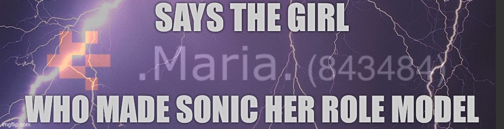 @Maria | SAYS THE GIRL; WHO MADE SONIC HER ROLE MODEL | made w/ Imgflip meme maker
