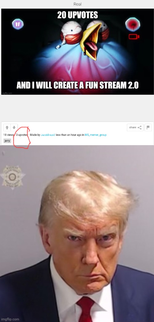 Terrible circle I made but you get the message | image tagged in donald trump mugshot | made w/ Imgflip meme maker