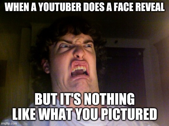 Their voice doesn't look like it can belong to the face sometimes | WHEN A YOUTUBER DOES A FACE REVEAL; BUT IT'S NOTHING LIKE WHAT YOU PICTURED | image tagged in memes,oh no,funny,youtube,relatable | made w/ Imgflip meme maker