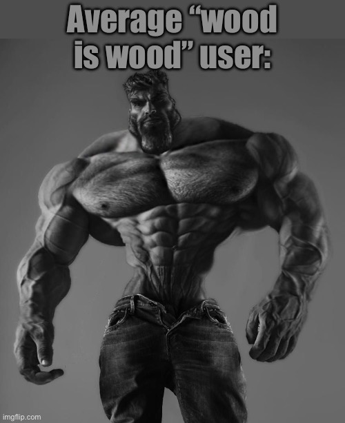 GigaChad | Average “wood is wood” user: | image tagged in gigachad | made w/ Imgflip meme maker