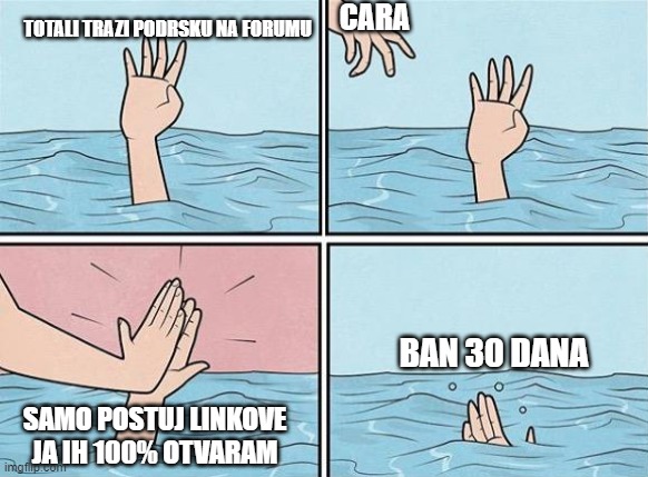 High Five Drown | TOTALI TRAZI PODRSKU NA FORUMU; CARA; BAN 30 DANA; SAMO POSTUJ LINKOVE JA IH 100% OTVARAM | image tagged in high five drown | made w/ Imgflip meme maker