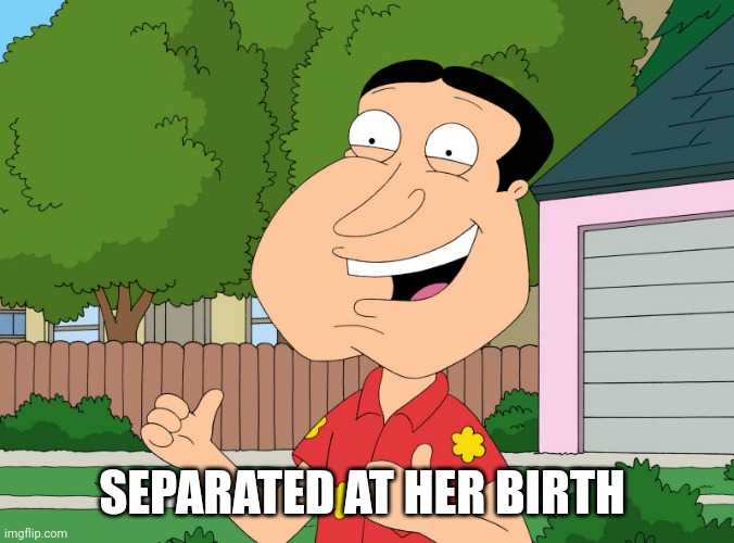 Quagmire Family Guy | SEPARATED AT HER BIRTH | image tagged in quagmire family guy | made w/ Imgflip meme maker