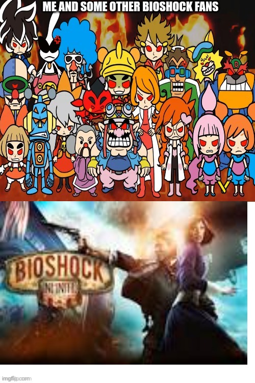 I dont like Bioshock infinite | ME AND SOME OTHER BIOSHOCK FANS | image tagged in wario and his friends hate something,bioshock | made w/ Imgflip meme maker