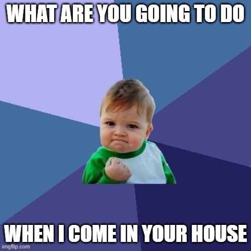 Success Kid Meme | WHAT ARE YOU GOING TO DO; WHEN I COME IN YOUR HOUSE | image tagged in memes,success kid | made w/ Imgflip meme maker