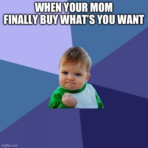Success Kid | WHEN YOUR MOM FINALLY BUY WHAT’S YOU WANT | image tagged in memes,success kid | made w/ Imgflip meme maker