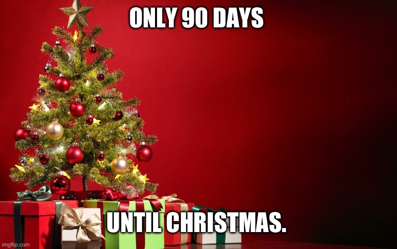 Only 90 days until Christmas | ONLY 90 DAYS; UNTIL CHRISTMAS. | image tagged in christmas present | made w/ Imgflip meme maker