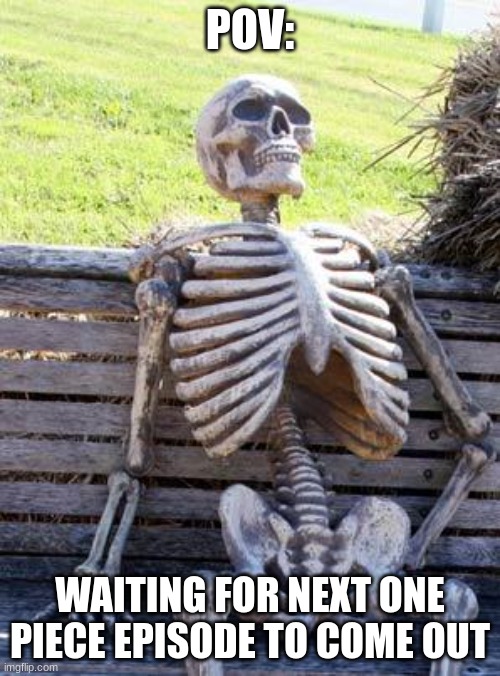 one-never-out | POV:; WAITING FOR NEXT ONE PIECE EPISODE TO COME OUT | image tagged in memes,waiting skeleton,one piece,relatable memes,relatable,funny memes | made w/ Imgflip meme maker
