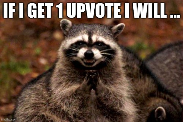 Evil Plotting Raccoon | IF I GET 1 UPVOTE I WILL ... | image tagged in memes,evil plotting raccoon,goofy ahh,why are you reading this,funny,upvote begging | made w/ Imgflip meme maker