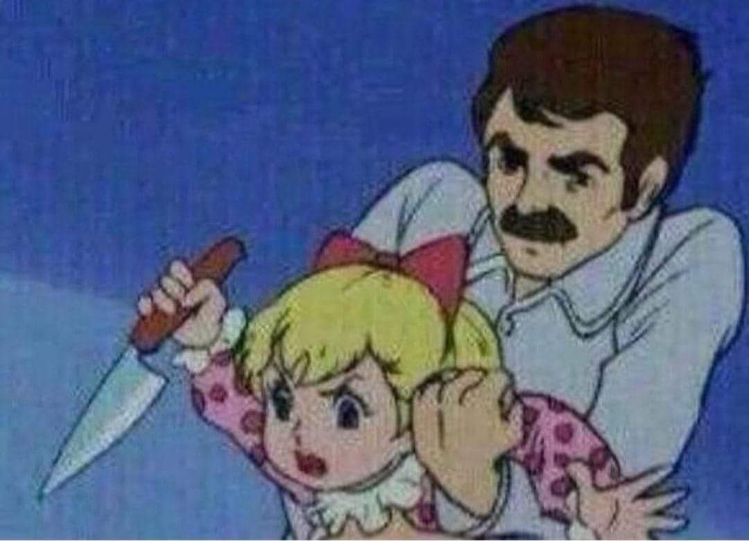 High Quality Little girl with knife Blank Meme Template