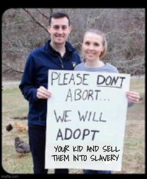 Adoption lore | YOUR KID AND SELL THEM INTO SLAVERY | image tagged in adoption,lore | made w/ Imgflip meme maker